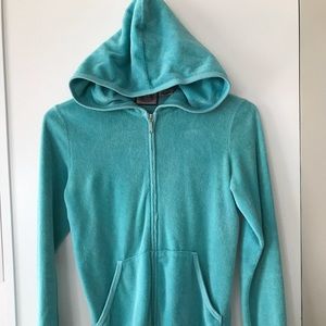 Juicy Courture teal terrycloth zip hoodie Small